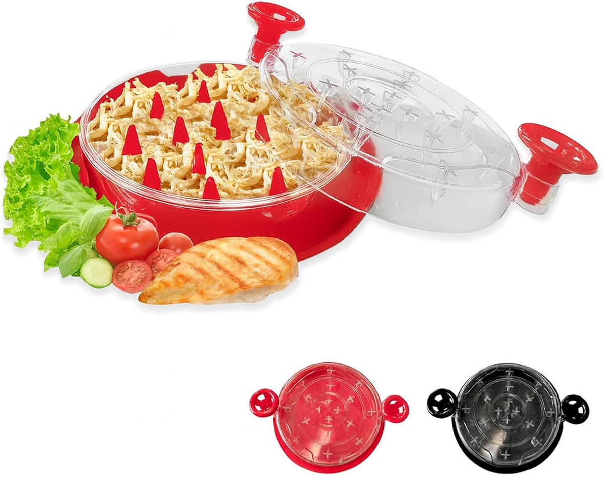 Chicken Shredder Tool Twist with Removable Insert, Chicken Breast Meat Food Shredder, Strong Anti-Slip Strip, Ergonomic Handle, BPA Free, Desmenuzador de Pollo-B1-Red
