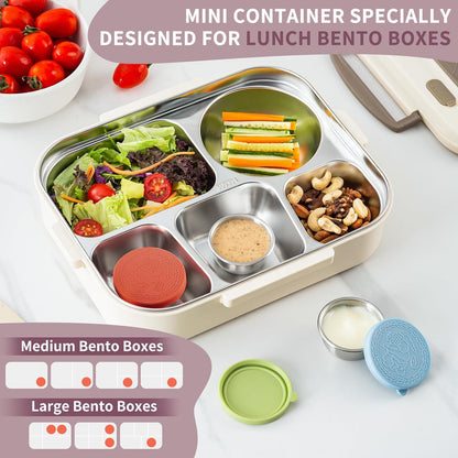 SANEXC 8 Pack - 1.6 Oz Small Salad Dressing Containers To Go, Leakproof Condiment Containers with Lids Reusable Stainless Steel Sauce Cups for Lunch Boxes Kitchen Storage Picnics Travel Meal Prep