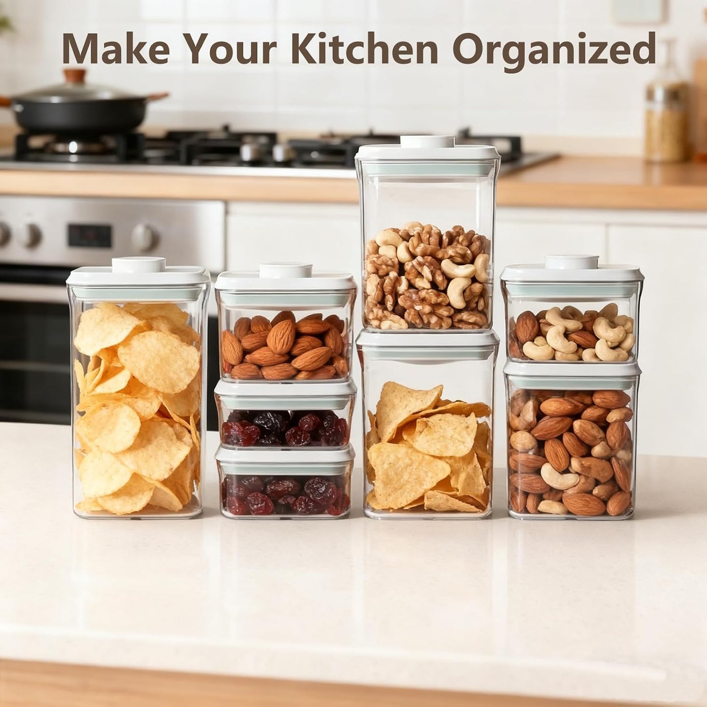 Pop Food Storage Containers Set Large Airtight Food Storage Containers with Pop Lids, Kitchen Pantry Organization and Storage, Cereal, Rice, Flour, Pasta & Snack Container, BPA Free, 2 x 2.8Qt