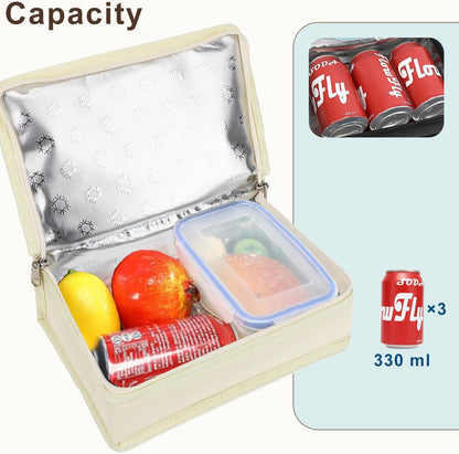 FlowFly Small Insulated Lunch box Portable Soft Bag Mini Cooler Thermal Meal Tote Kit with Handle for Work & School, Black