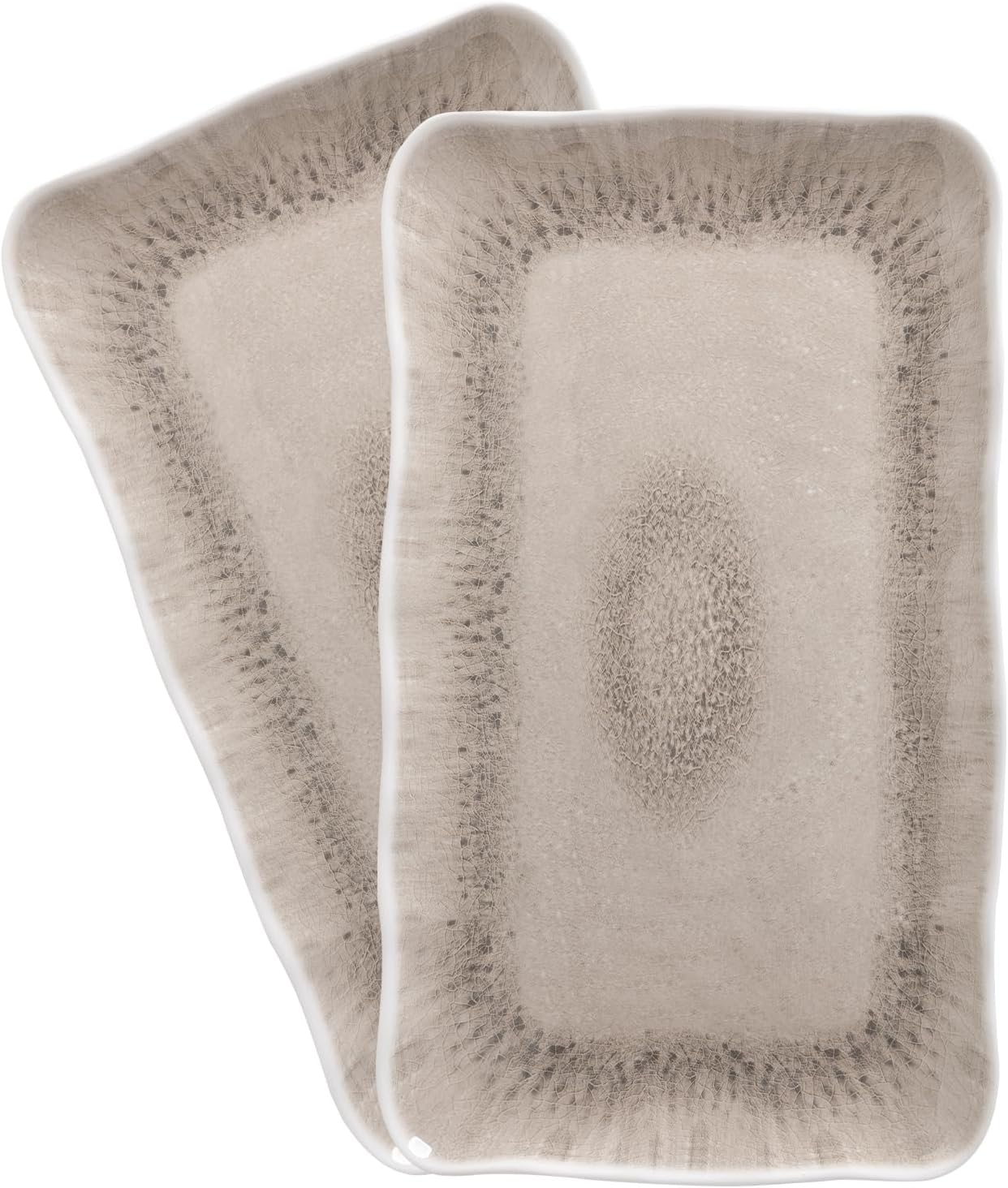Melamine Serving Platters, set of 2, 17" x 10" Large Reusable BPA Free Rectangular Party Tray/Platters for Serving Appetizers, Fruits On Christmas and all Occasions,Red