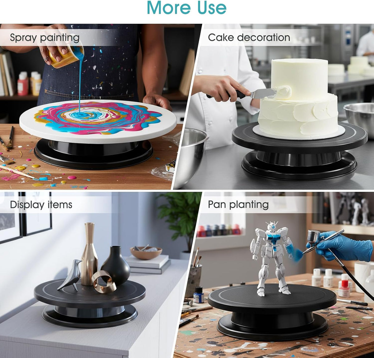 11 Inch Cake Stand, Rotating Cake Turntable for Decorating, Display & Baking, Smooth Revolving Spinner Stand