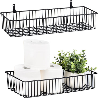 3 Pack Extra Large Wire Basket with Metal Handles, Metal Basket for organizers and storage, Wire Storage Baskets for Pantry, Cabinet, Fridge, Kitchen, Wardrobe, Garage, Bathroom, Black