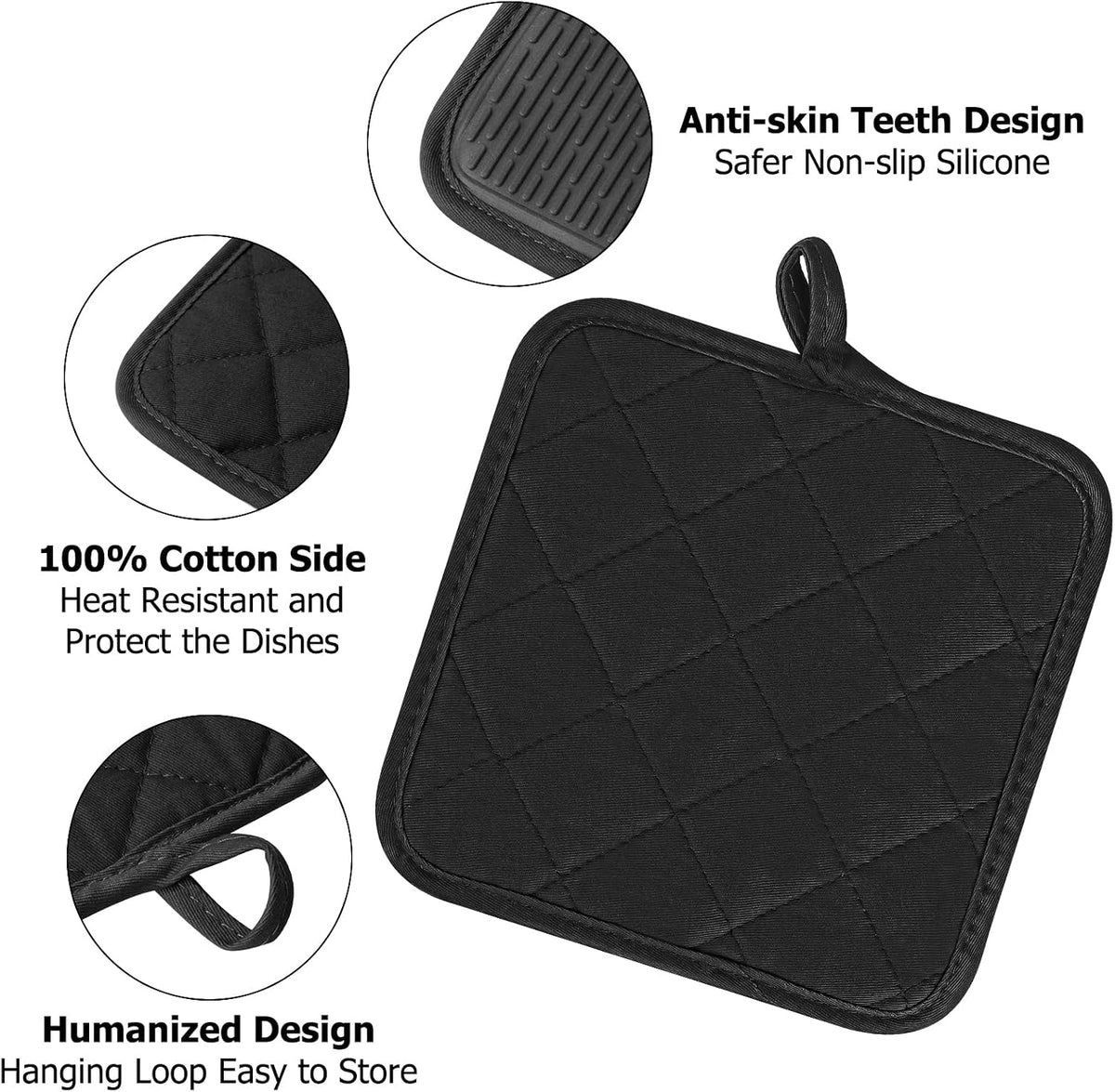 Goldmeet Mini Oven Mitts 2-Pack, 7"x5.5", 500°F Silicone Grip, Gray