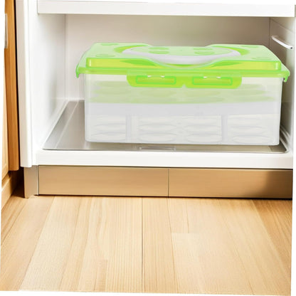 MAGICLULU 2 Layer Deviled Egg Carrier Deviled Egg Holder with Lid And Handle 24 Slots Portable Reusable for Refrigerator (green)