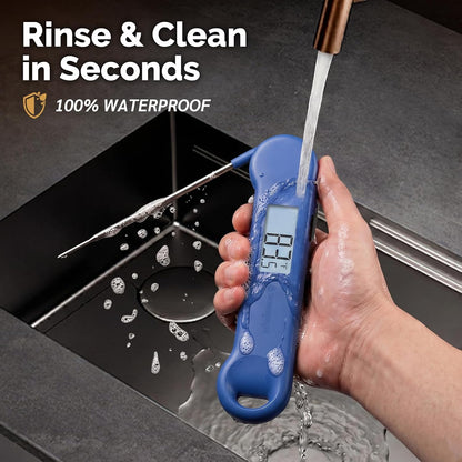 0.5 Sec Instant Read Meat Thermometer Digital for Outdoor Fryer, Black