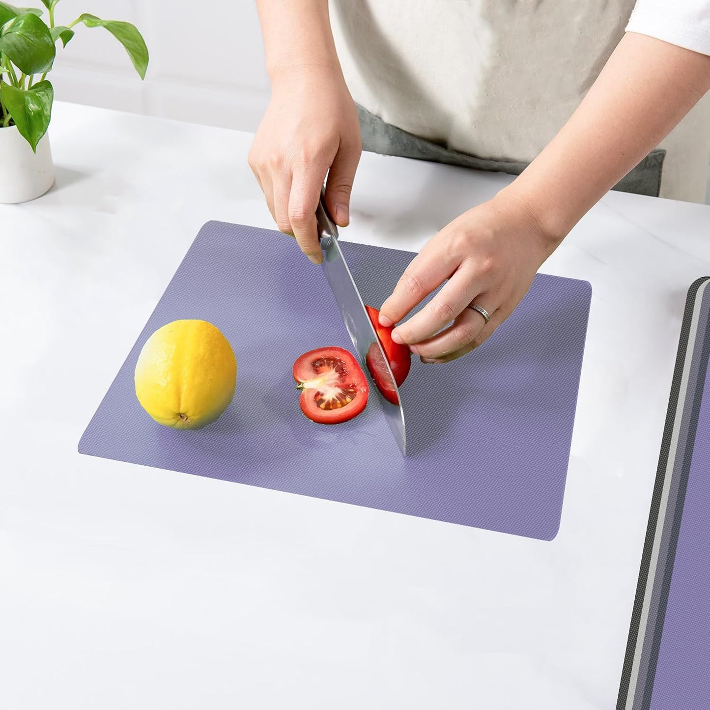 WK Flexible Plastic Cutting Boards for Kitchen, Cutting Board Mats Set of 5, Nonslip Cutting Board for Meat, Thin Cutting Sheets with Hole, Dishwasher Safe, BPA Free, 14.5x11.5"