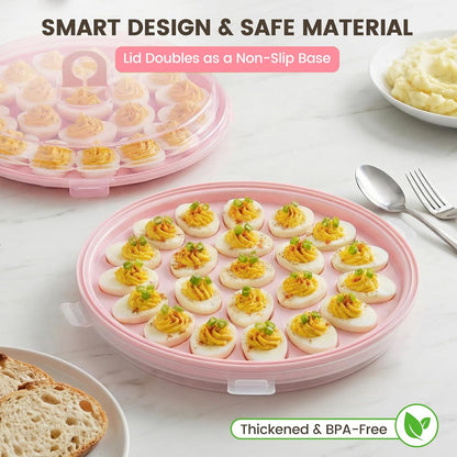 HANSGO Deviled Egg Containers with Lid, Deviled Egg Platter Carrier Holder Trays with 22 Slots for Holiday Party and Home Kitchen, Green