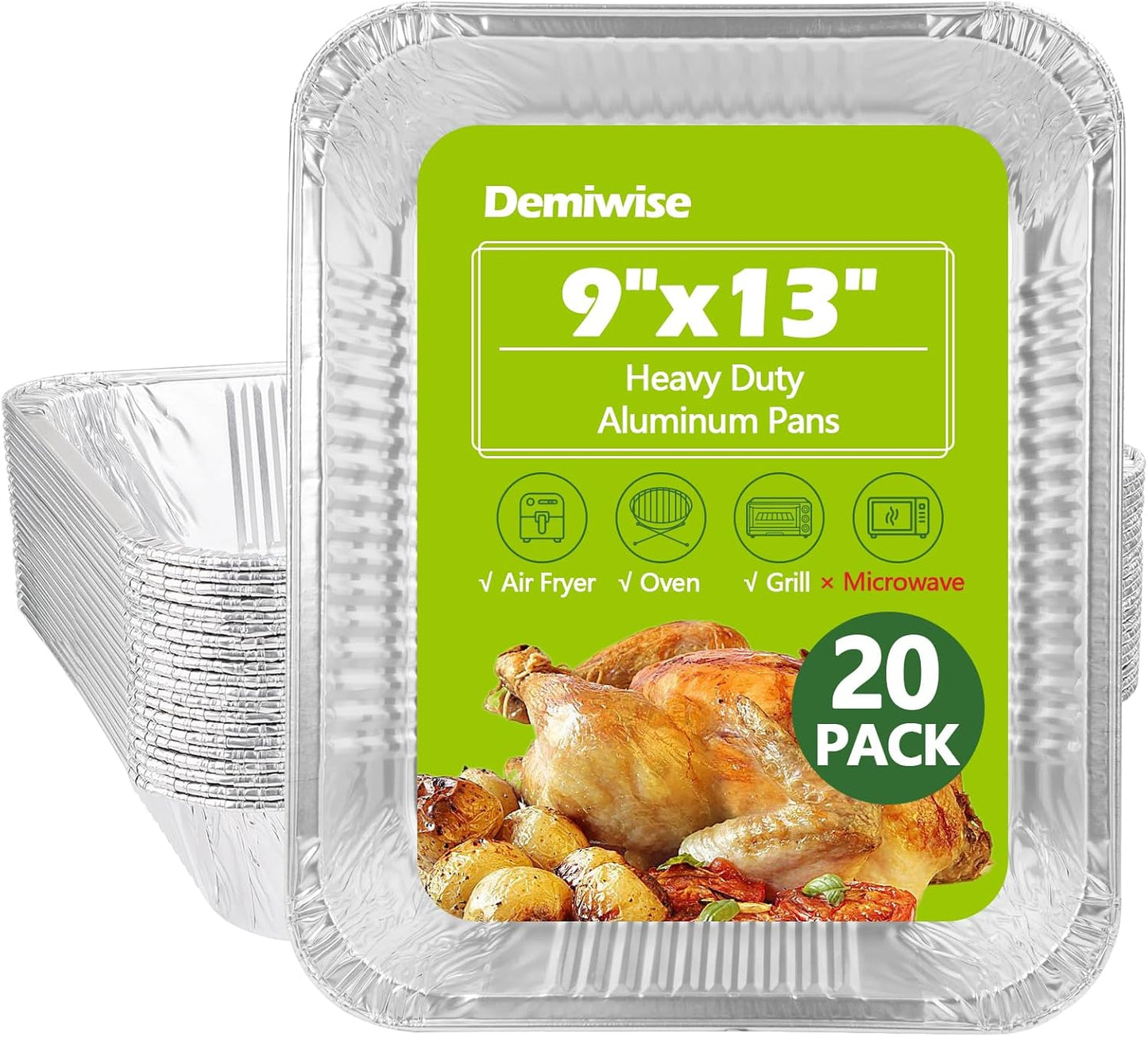 Thickened 35 Pack Heavy Duty Aluminum Pans, 8x8 Small Disposable Aluminum Baking Pans, Square Tin Foil Roasting Tray for Cooking, Meal Prep, Catering, Events, Carton Packaging