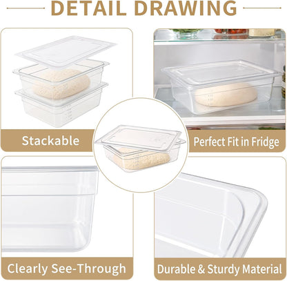 2 Pack 6L Stackable Pizza Dough Proofing Container with Lid