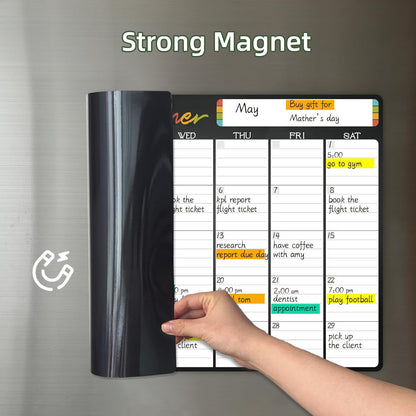 Magnetic Dry Erase List Board - 4"x12" Multifunctional List Board for Fridge - 6 Extra Fine Point Markers Included - Shipped Flat
