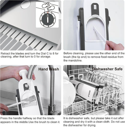 Safe Mandoline Slicer for Kitchen, Vegetable & Food Cutter, Easy to Clean