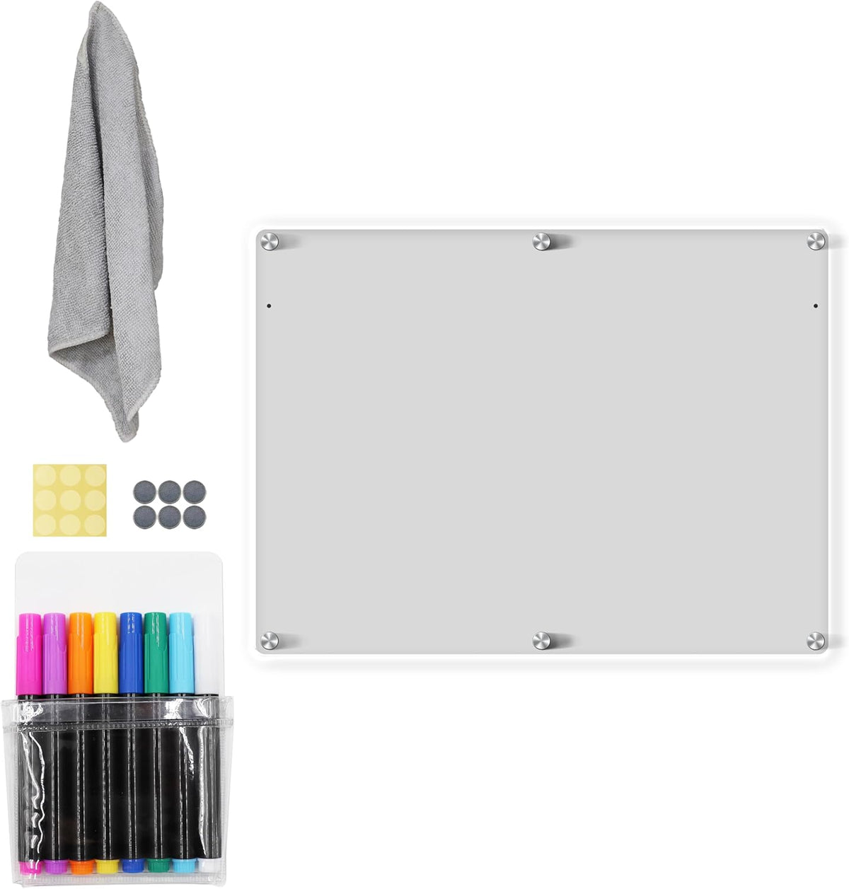 Acrylic Magnetic Dry Erase Board for Fridge 3 Pcs, Clear Fridge Whiteboard to Do List White Board for Refrigerator Weekly Meal Planner Menu Board for Kitchen Fridge Calendar Magnet
