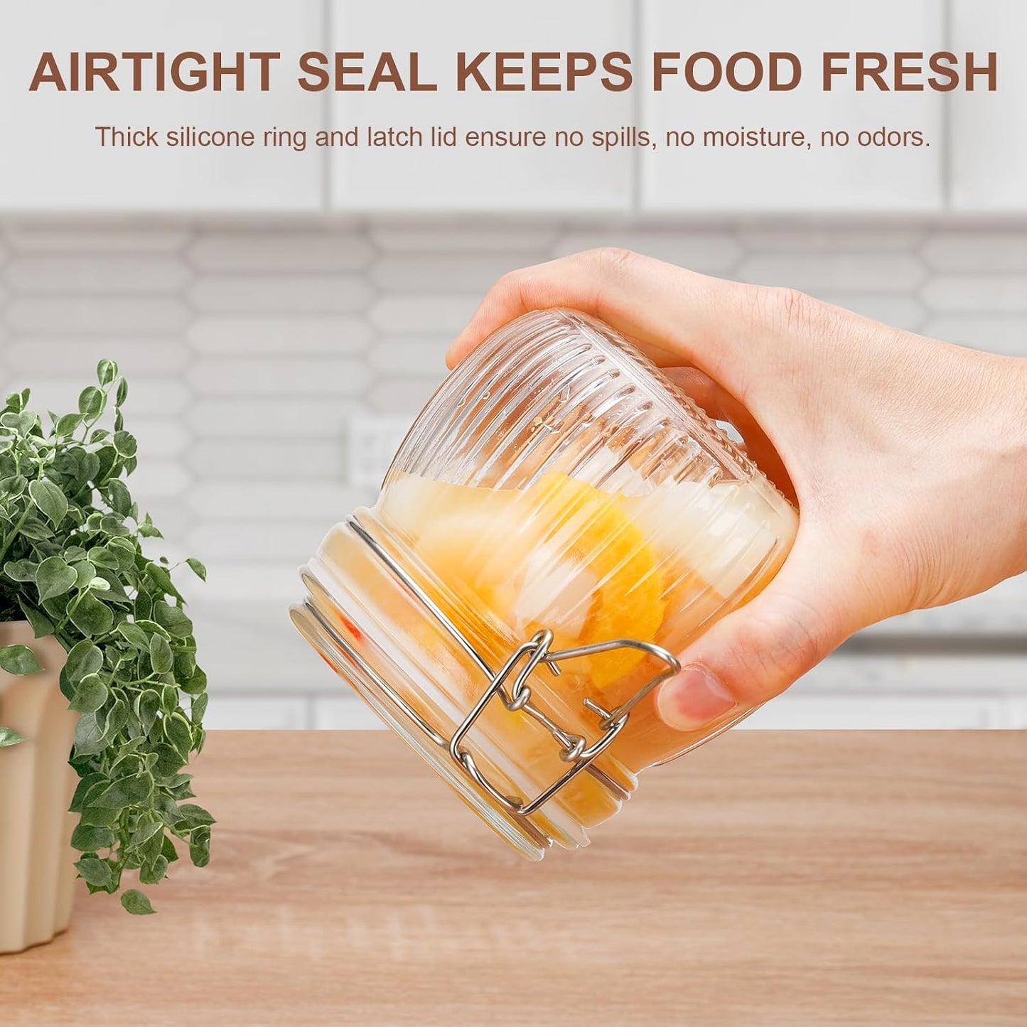 78oz Large Square Airtight Glass Jars with Lids, Wide Mouth Food Storage Canisters, Hold 4lb Sugar or 5lb Rice, Heavy Duty Pantry Containers for Flour, Coffee, Bulk Storage