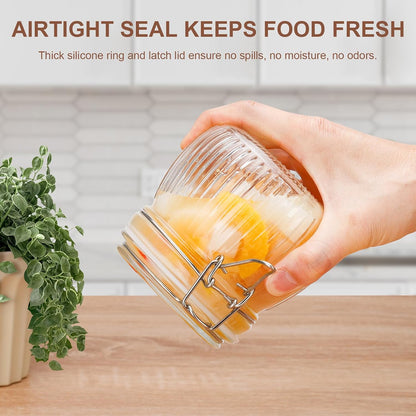 78oz Large Square Airtight Glass Jars with Lids, Wide Mouth Food Storage Canisters, Hold 4lb Sugar or 5lb Rice, Heavy Duty Pantry Containers for Flour, Coffee, Bulk Storage