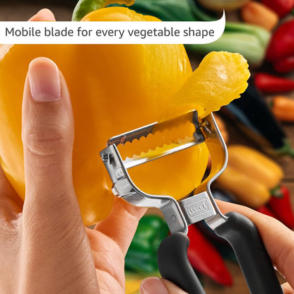 Lurch Germany Julienne Vegetable Y Peeler 5.1 x 2.3 Inches / 13 cm x 6 cm | Stainless Steel Cutter & Slicer for Carrot, Potato & Apple | Veggie Zoodles Maker | Non-slip Comfortable Handle - Black