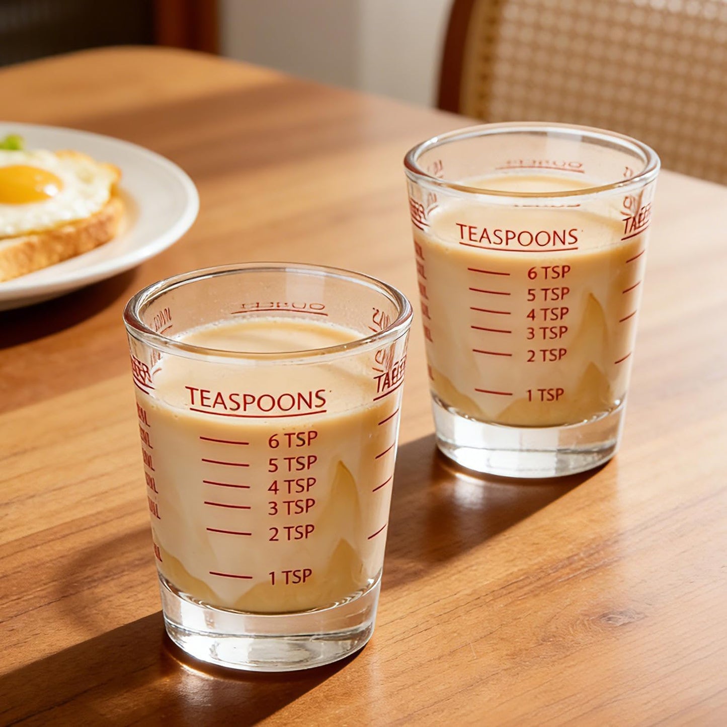GLASKEY Shot Glasses Measuring Cup Set - 2 Pack Espresso Shot Glasses with Precise Measurement Marks,Heavy Duty Glass,Dishwasher Safe,Perfect for Coffee,Cocktails and Kitchen Use (Black & Red)