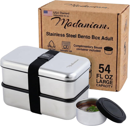 Modaniam Leak Proof Stainless Steel Bento Box, Stainless Steel Lunch Box For Adults, Metal Bento Box, Japanese Lunch Container, Large With Compartment, Korean Bentobox, Non Toxic, Microwave Safe