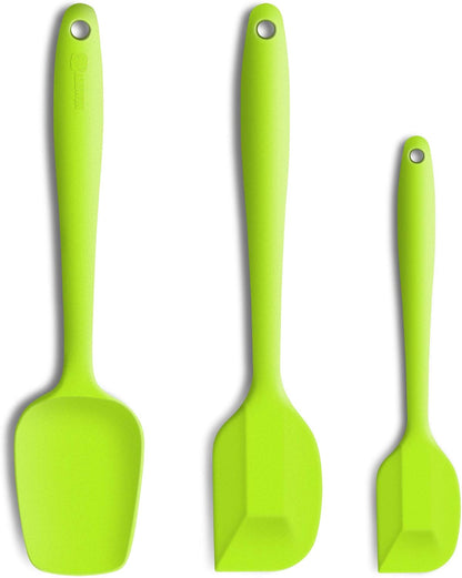 Silicone Spatula 3-piece Set, Ergonomic Handle High Heat-Resistant Spatulas, Non-stick Rubber Spatulas with Stainless Steel Core, Black