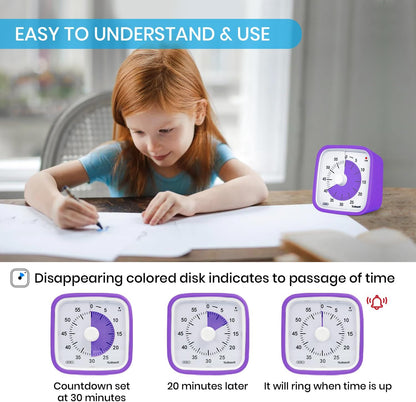 Yunbaoit Rainbow Visual Timer for Kids, 60-min Countdown Timer, Blue