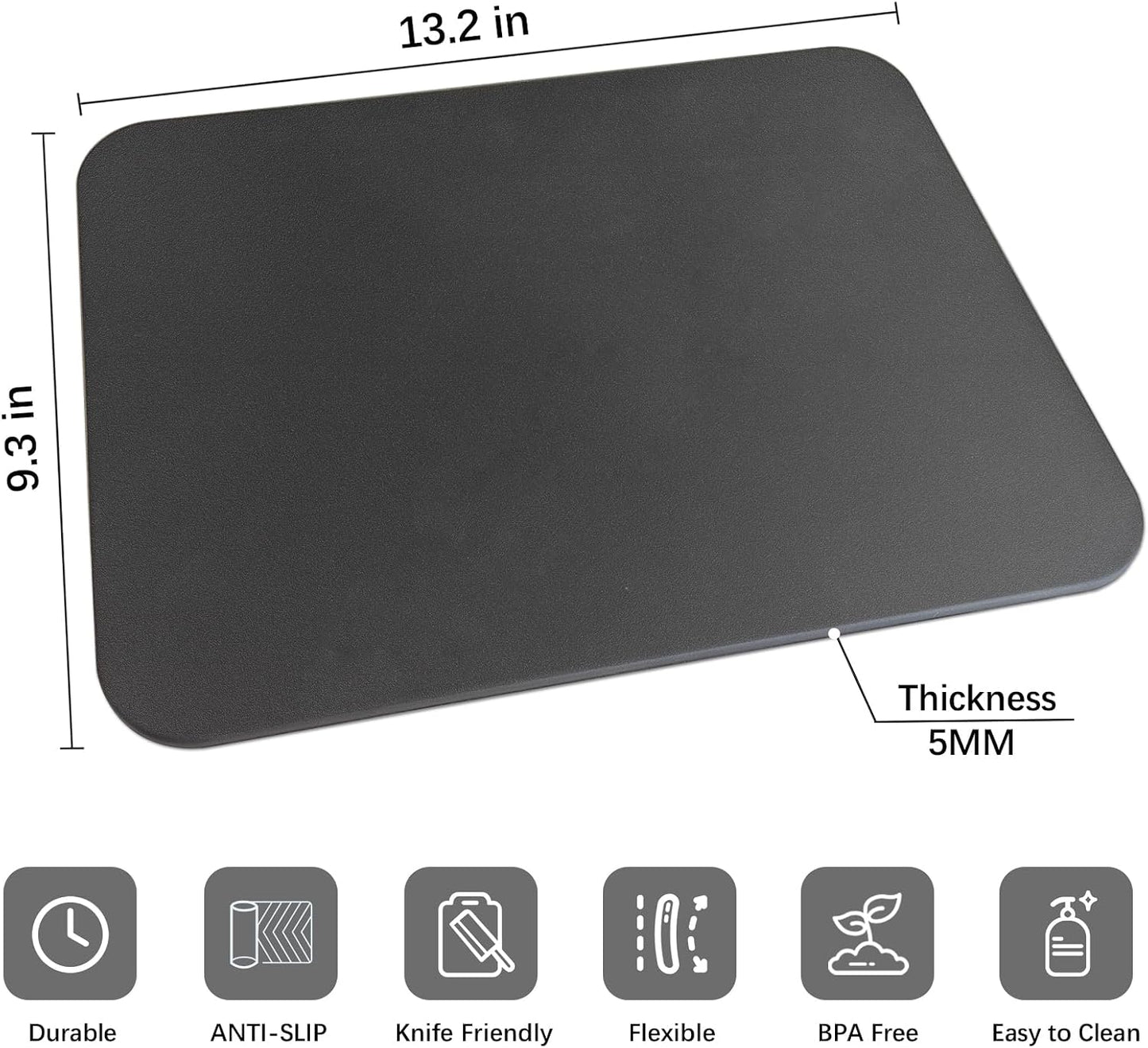 ZVP Thick Silicone TPU Cutting Board Mats for Kitchen, Flexible Rubber Cutting Boards, Anti-Slip Cutting Mats, Semicircle Chopping Board, BPA Free Dishwasher Safe, 2 Pieces