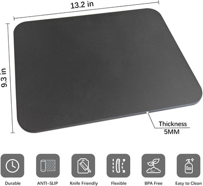 ZVP Thick Silicone TPU Cutting Board Mats for Kitchen, Flexible Rubber Cutting Boards, Anti-Slip Cutting Mats, Semicircle Chopping Board, BPA Free Dishwasher Safe, 2 Pieces