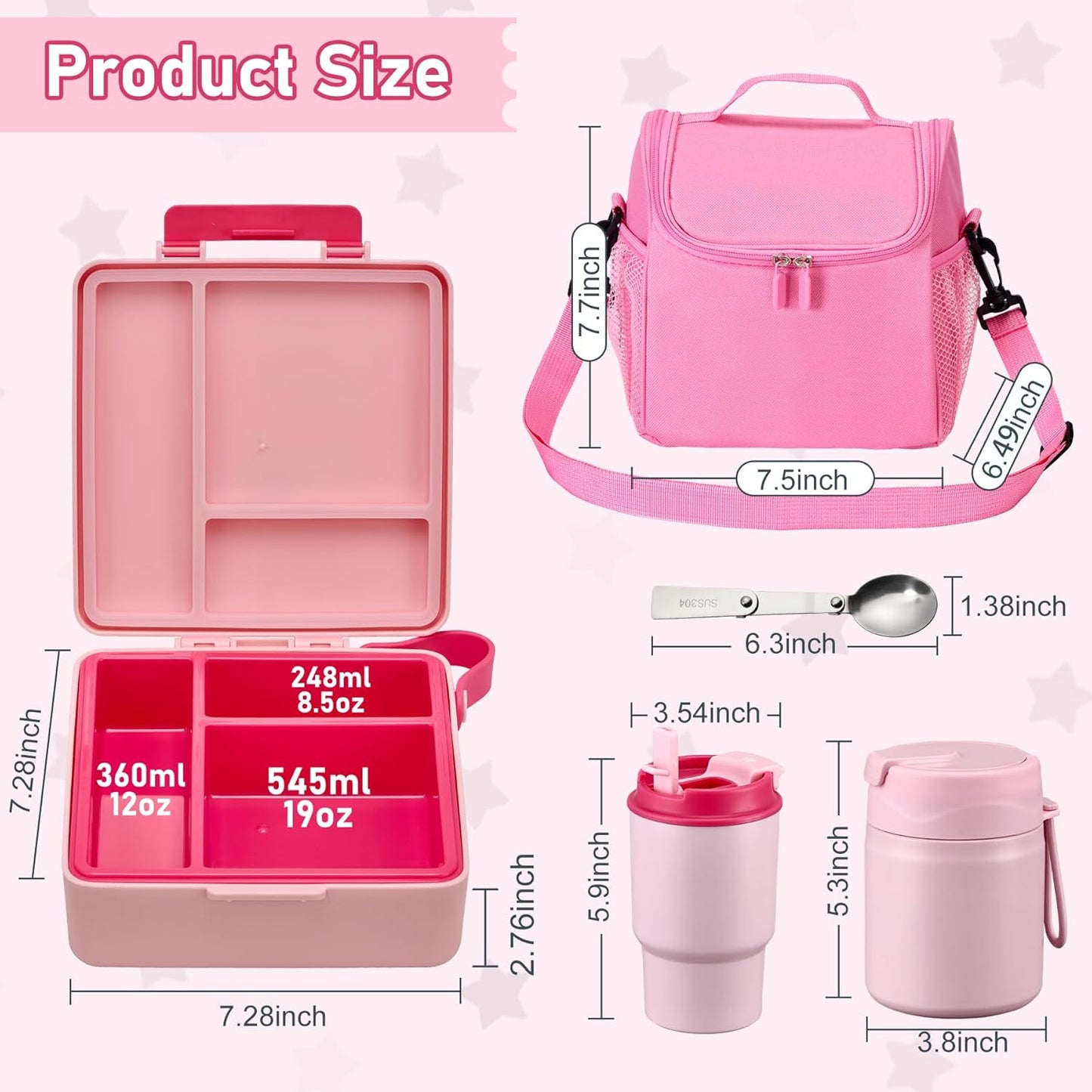 Bento Lunch Box for Kids with 17oz Soup Thermo,Insulated Tumbler Water Bottle and Insulated Lunch Bag,Leak-Proof 3 Compartment Lunch Food Container with Ice Pack for Kids to School-Horse