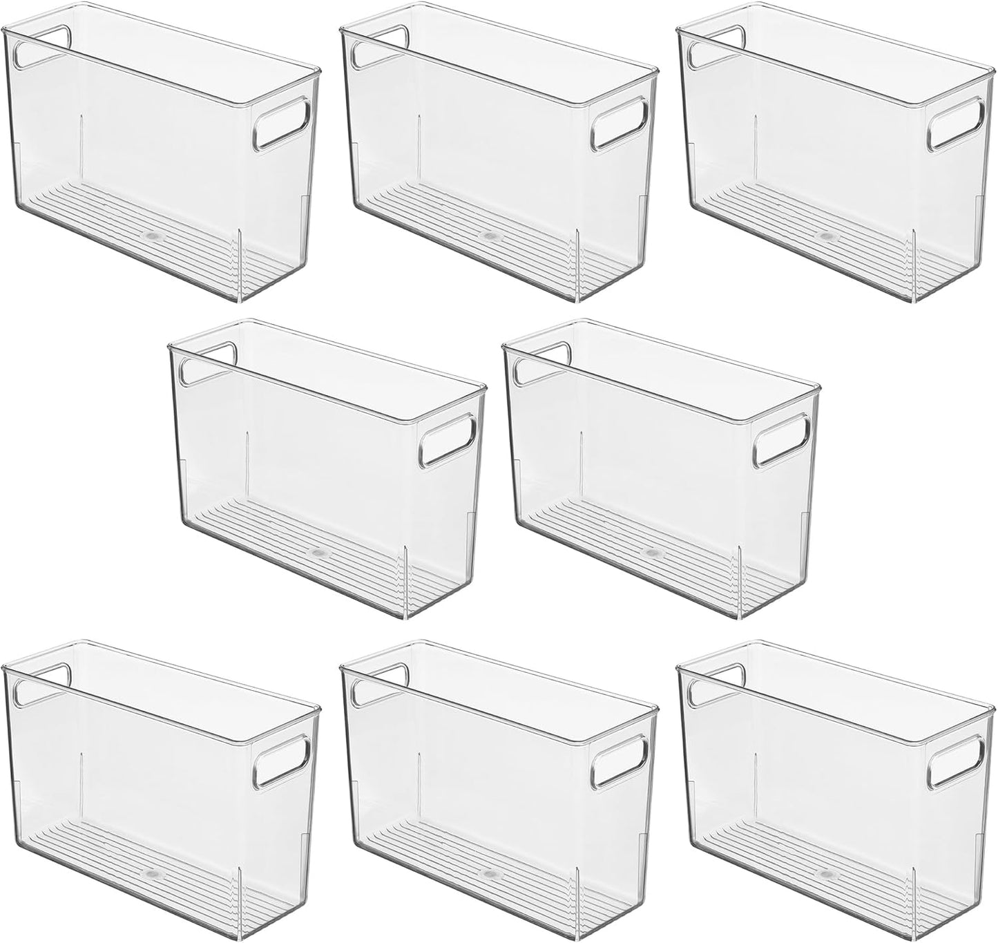 iDesign Tall Plastic Storage Bin with Handles, Set of 2, Clear | For Fridge or Freezer, Made in USA