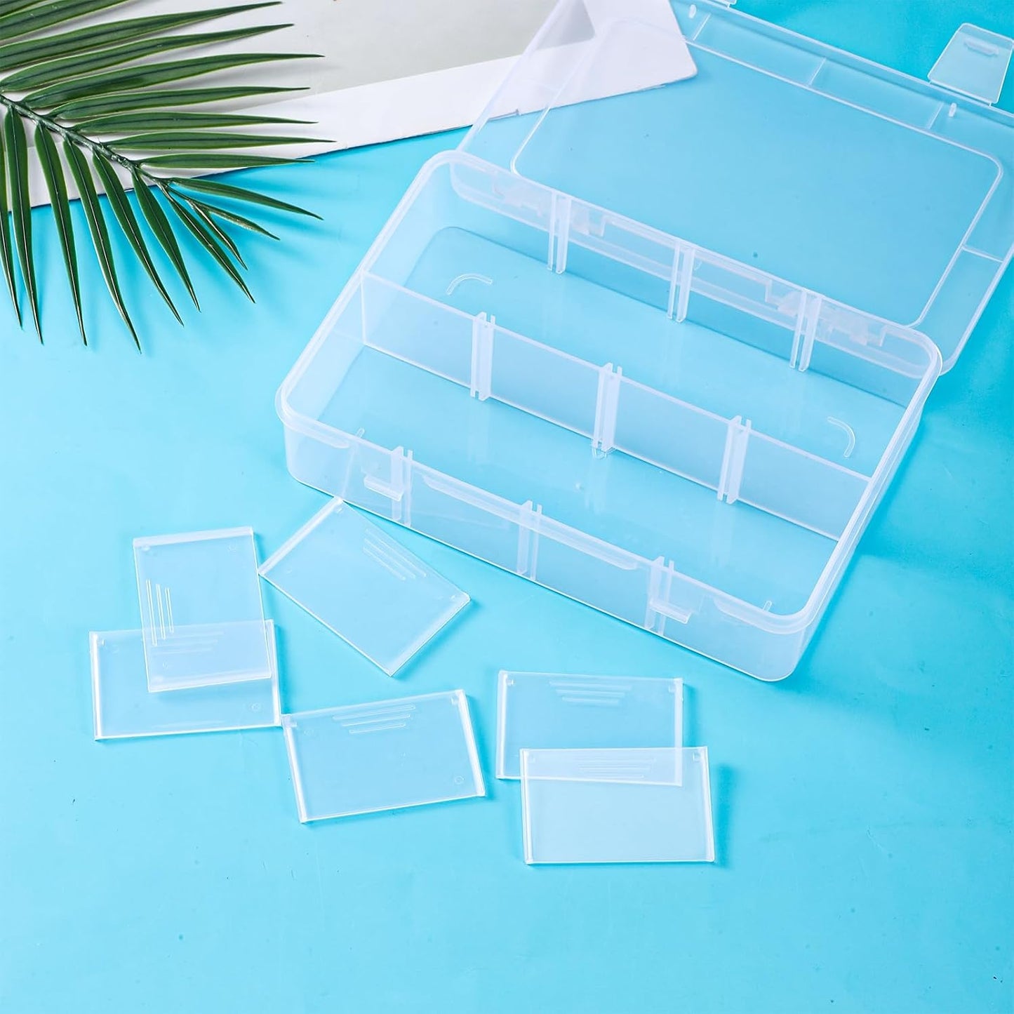8 Grids Plastic Compartment Storage Box with Adjustable Divider Clear Plastic Organizer Box Divided Storage Containers Removable Grid Compartment Container for Jewelry Crafts Hardware Small Parts