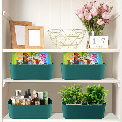Zopeal Plastic Storage Bins 10 Pcs White Pantry Organizer Bins Small Baskets Storage Containers for Home Kitchen (10 x 7 x 6 Inch)