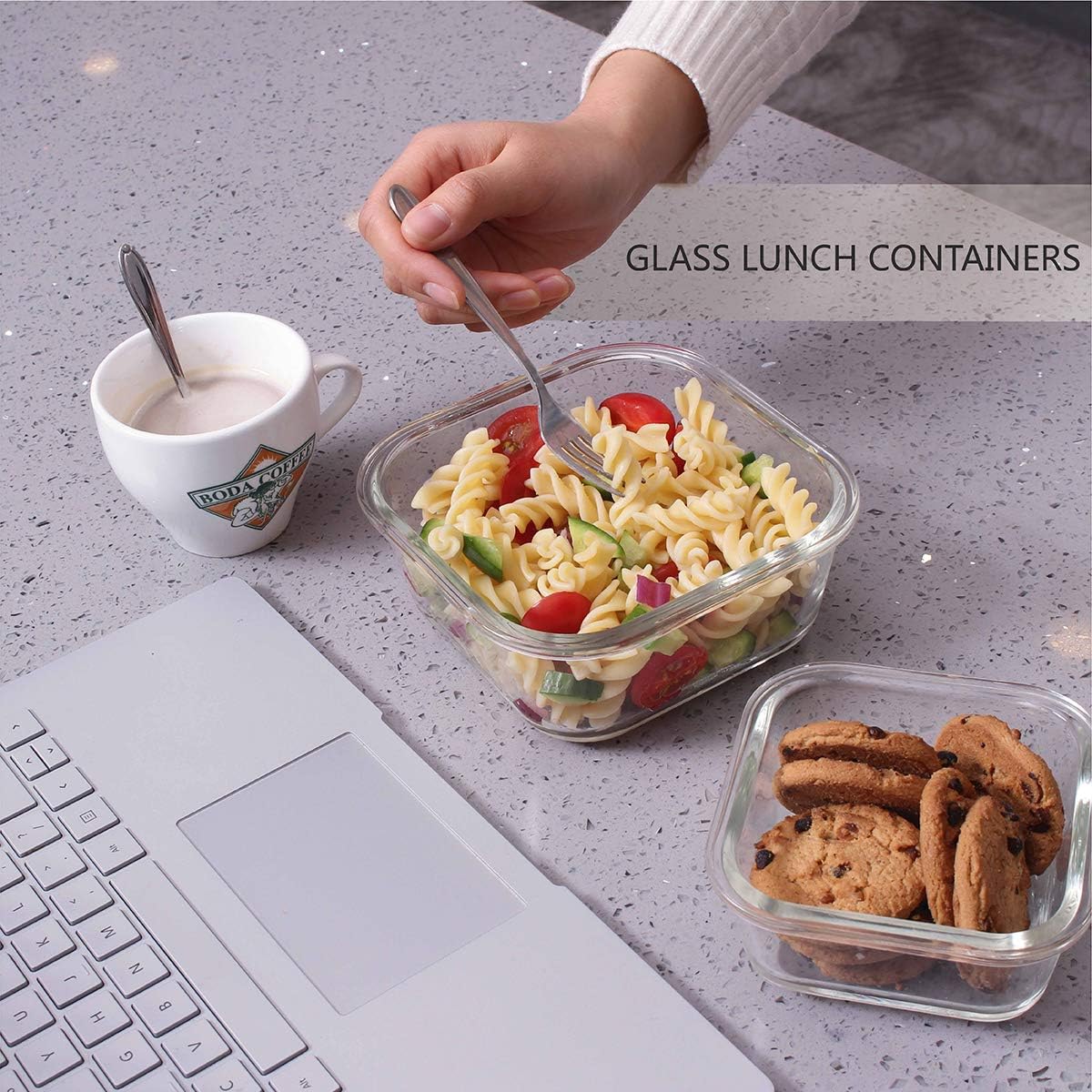 S SALIENT 18 Pieces Glass Food Storage Containers with Lids,Airtight Glass Meal Prep Containers,Glass Storage Containers Set for Kitchen,Pantry BPA Free & Leak Proof (9 lids & 9 Containers)