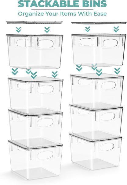 Sorbus 8-Pack Small Clear Plastic Storage Bins – Organizers for Kitchen, Pantry, Fridge, Cabinet & Refrigerator