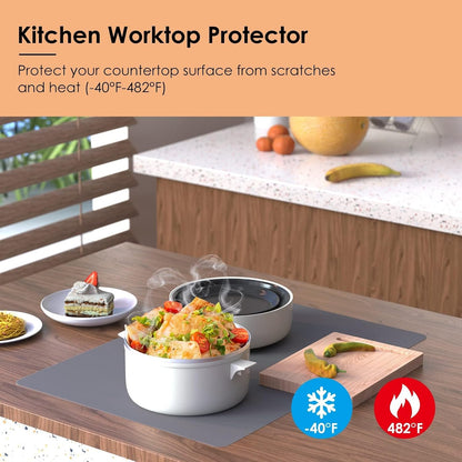 KitchenRaku Extra Large Silicone Mat for Kitchen Worktop Protector, Thickened Nonstick Heat Resistant Countertop Mat, Nonskid Placemat, Craft Mat, Table Mat (Grey, 23.6"x31.5")