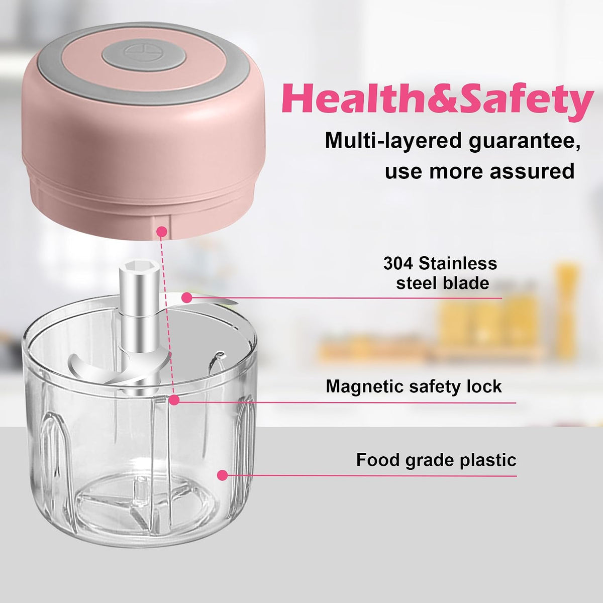 Electric Mini Garlic Mincer, 100ML USB Vegetable Onion Chopper
