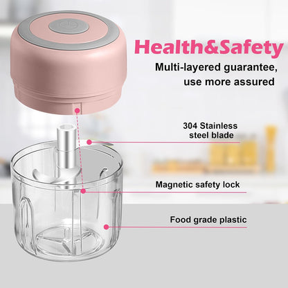 Electric Mini Garlic Mincer, 100ML USB Vegetable Onion Chopper