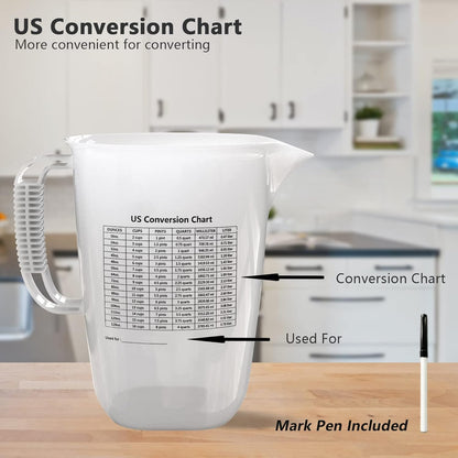 Luvan 34OZ/1000ML Glass Measuring Cup, 4 Cup Glass Measuring Cups With 3 Scales (Ml/Oz/Cup), High Borosilicate Measuring Cup With Handle and V-Shaped Spout, Dishwasher/Freezer/Microwave Safe