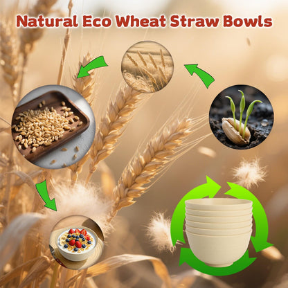 Wrova Wheat Straw Bowls for Kitchen set of 6,Anti-Scald Thick Soup Bowls 40oz,Microwave and Dishwasher Safe Bowl Sets, Unbreakable Cereal Bowl Sets. Vibrant Series