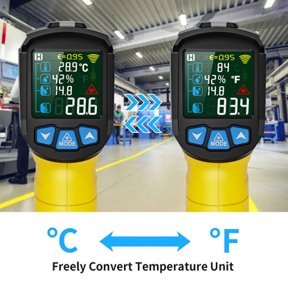 Infrared Thermometer Gun, Non Contact Digital Laser Thermometer Temperature Gun with Color LCD for Cooking, Home Repairs, Humidity Measurement, Adjustable Emissivity -58°F to 1472°F(-50~800°C)