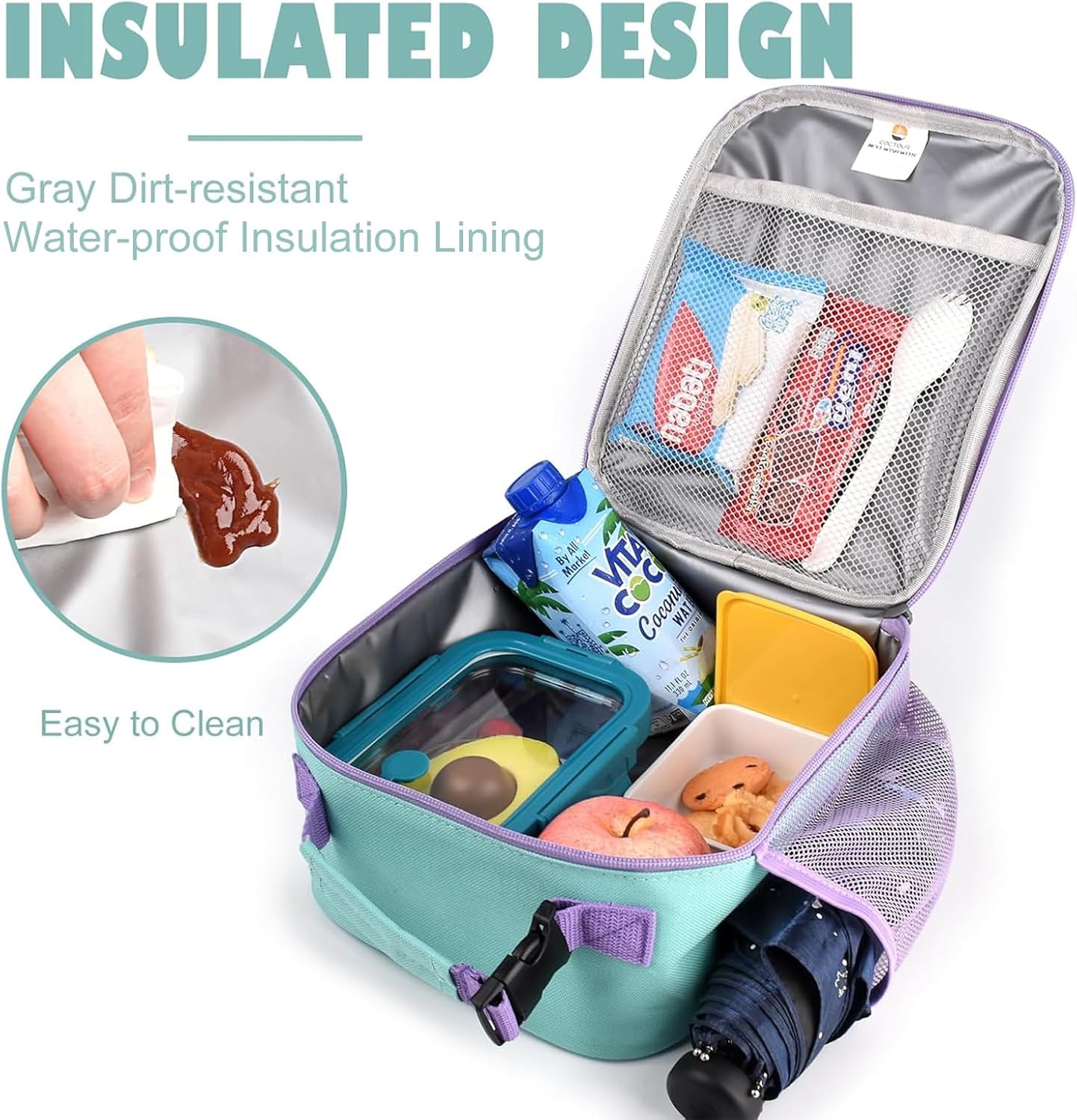 CaCTOUR Lunch Box Kids,Premium Insulated Lunchbox for Girls Boys,Soft Mini Cooler Bag Back to School Thermal Reusable Lunch Bag for Work School Picnic (Blue)