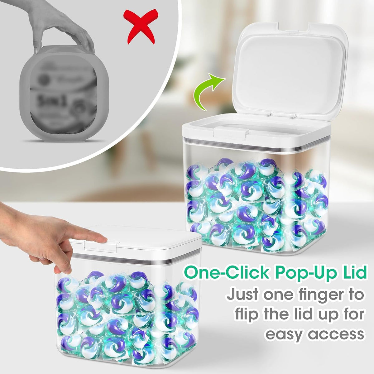 TBMAXS Versatile Storage Container Bin with Pop-up Lid & Scoop, Rice Flour Container Dog Cat Food Storage Container, Laundry Room Organization Household Essentials Kitchen Pantry Organizers