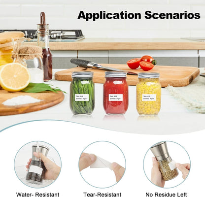 400pcs Removable Freezer Labels, 1.2 x 0.6 Inch (30×15mm) Blank Food Storage Stickers, Water Oil and Tear Resistant, No Residue Lables for Jars Bottle, Kitchen, Meal Prep