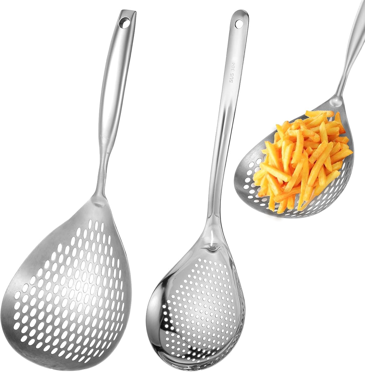 Skimmer Slotted Spoon, Large Size Spaghetti Spoon (2 Pcs)
