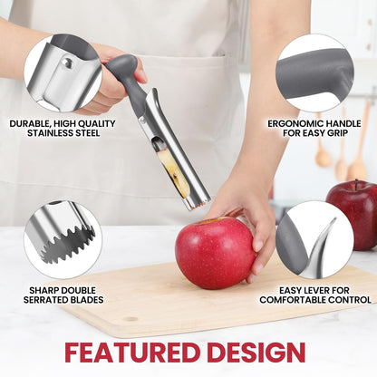 SCHVUBENR Premium Apple Corer Tool - Easy to Use and Clean - Sturdy Apple Core Remover with Sharp Serrature - Stainless Steel Corers for Apple and Pear - Core Fruits with Ease(Black)