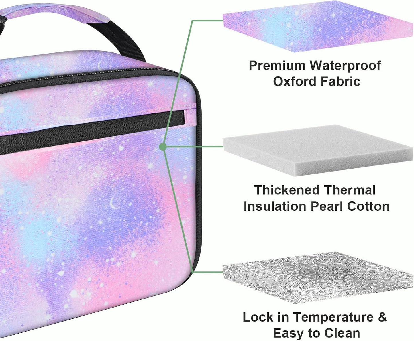 Kids Lunch Box for Boys Girls Lunch Bag Insulated Durable Lunchbox Children Lunch Tote Bag for School Black