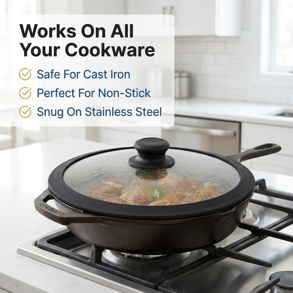 Universal Lid for Pots, Pans & Skillets, 7.5-11.5" Cookware