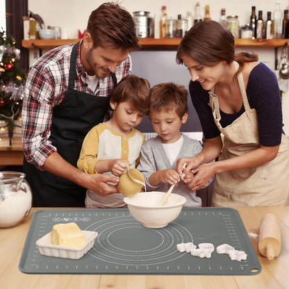 Extra Large Silicone Baking Mat for Countertops, Extra Thick 28" x 20" Non-Slip Pastry Mat with Raised Edges and Measurements, Food-Grade Dough Rolling Sheet for Kneading, Pizza, Bread,Fondant