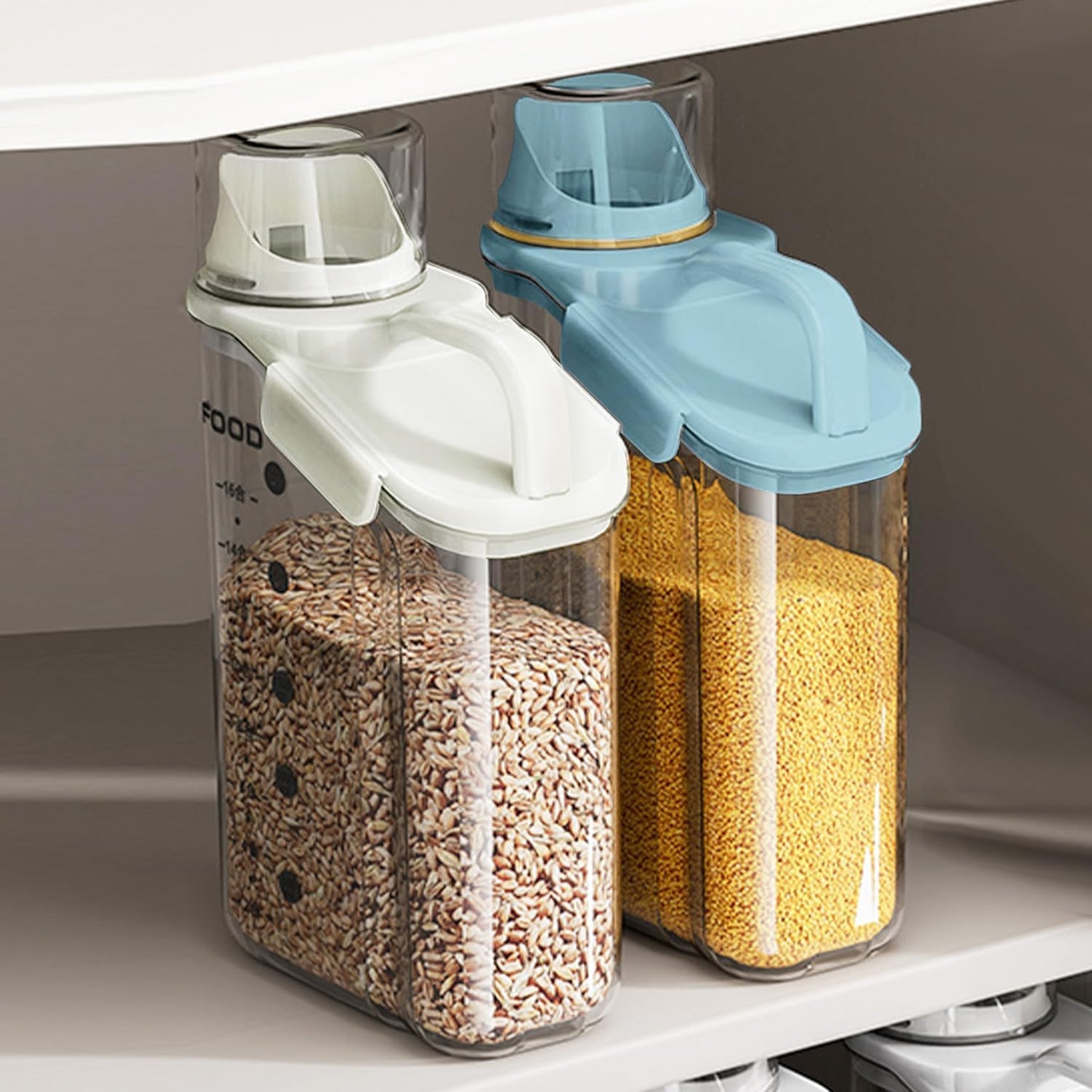 LANGMINGDE 1 Piece Cereal Containers Storage, 2.8L/95oz Airtight Large Dry Food Storage Containers with Pouring Spout Measuring Cup for Snacks Grain Rice,BPA Free Dispenser Plastic Bin, 1PC