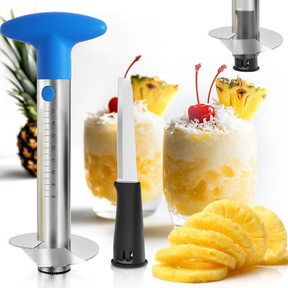 YYP Pineapple Corer and Slicer with Measurement Marks – Stainless Steel Pineapple Cutter for Perfect Pineapple Rings & Effortless Cutting (Black)