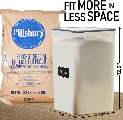 Flour Storage Container 2 PC [8.5L / 287 Oz] Extra Large Food Storage Containers with Lids - Airtight, Leak Proof, BPA-Free Plastic Flour Sugar Storage Containers - Bulk Storage for Kitchen & Pantry