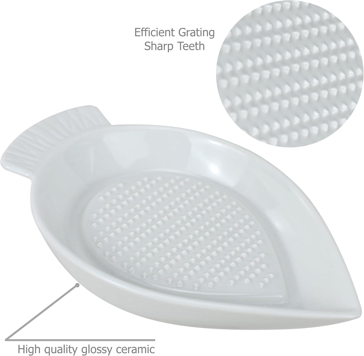 EIKS Ceramic Grater Plate Grinding Dish with Spoon and Brushes